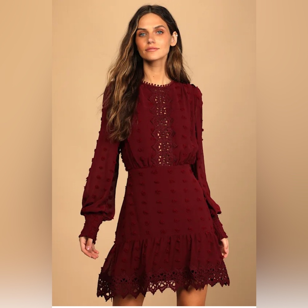 Lulus Burgundy Lace Dress